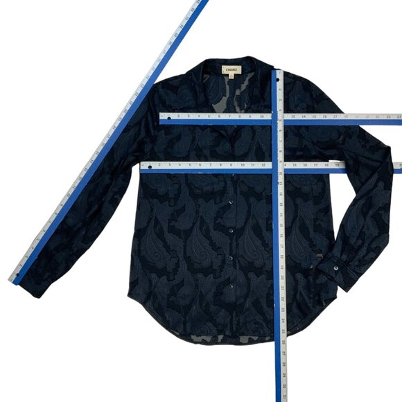 L'AGENCE Laurent Blouse XS Midnight Sheer Paisley Long Sleeve Button Front Sexy - Picture 5 of 11